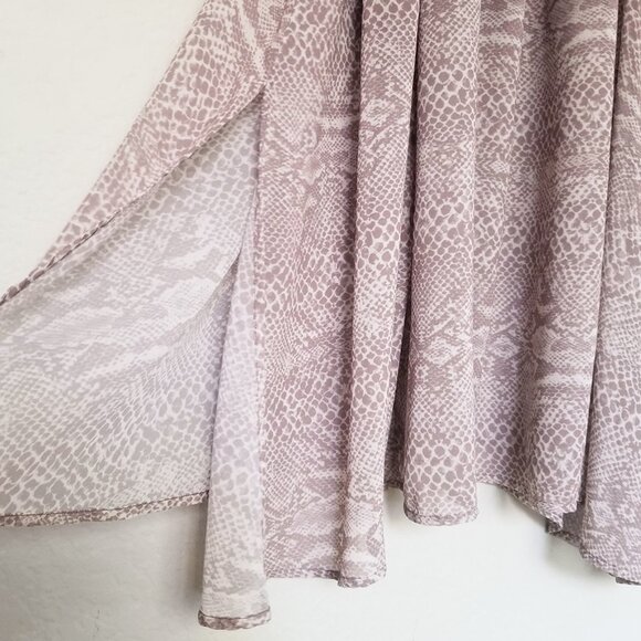 Cleobella Ruffle Trim Smocked Waist Midi Dress L Sleeveless Python Snake Slits - Picture 8 of 14